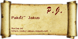 Pakó Jakus névjegykártya